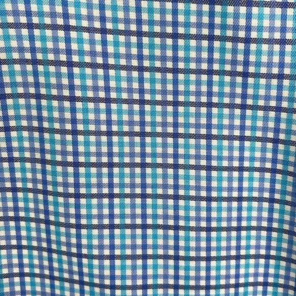 MICHAEL Michael Kors Mens Blue Micro Plaid Dress Shirt Non Iron Long Sleeve 16.5 - Picture 4 of 14